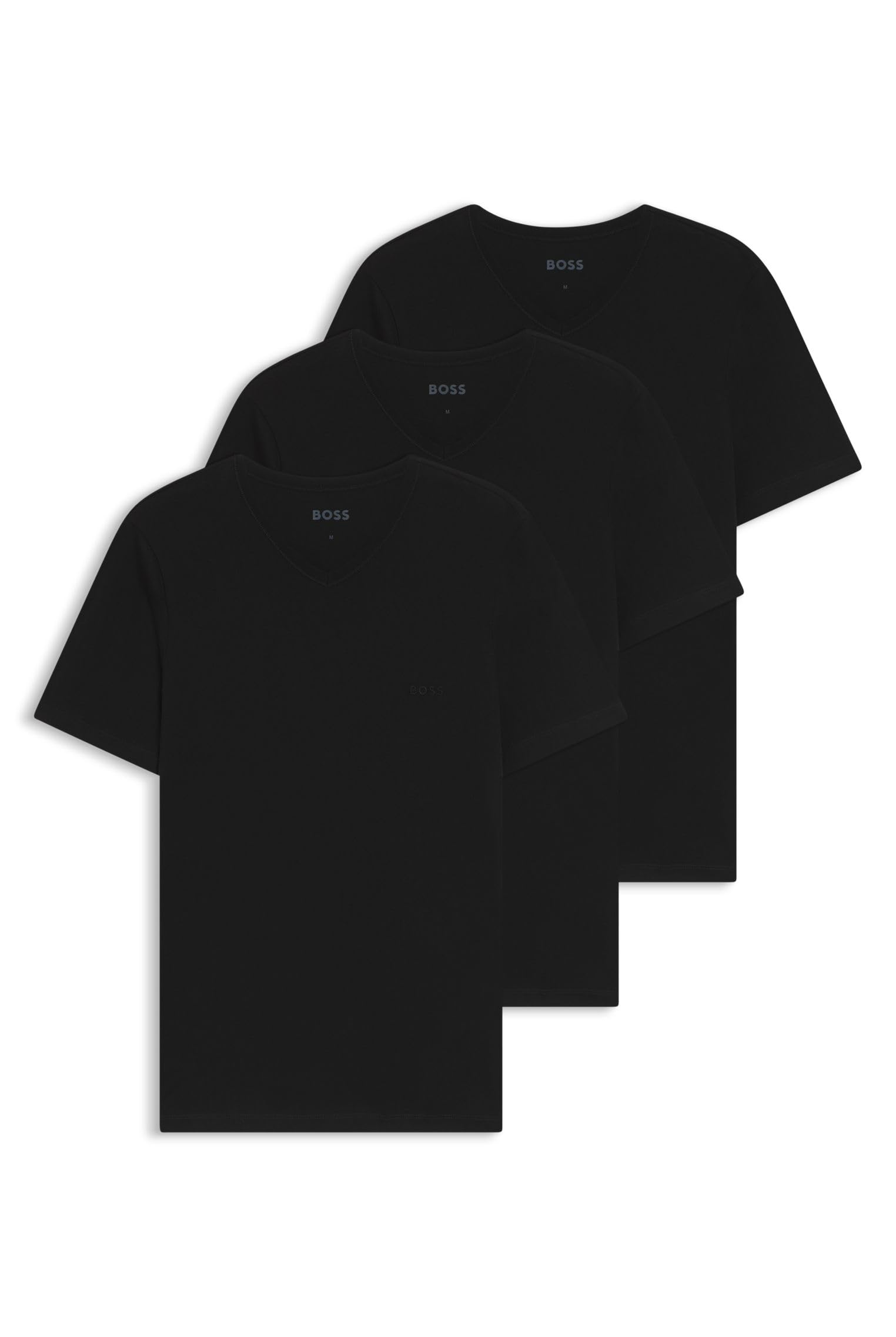 BOSS Herren Classic V-Ausschnitt Baumwoll-T-Shirts 3er-Pack Schwarz L