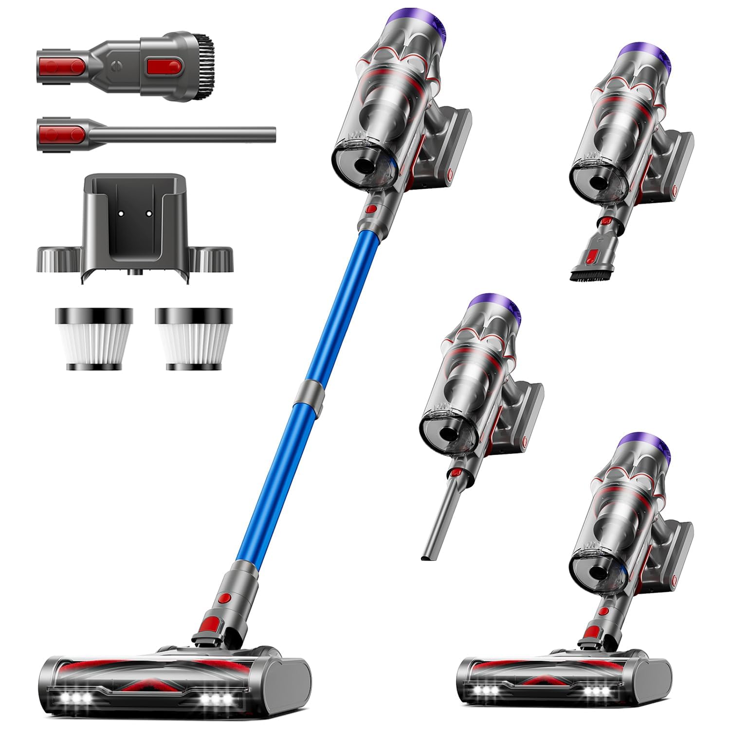 Akku Staubsauger kabellos 50000Pa/600W/65Min, mit OLED-Display, Staubentfernung, selbststehend, kein Verwickeln, für Tierhaare, Teppiche, Hartböden, Auto